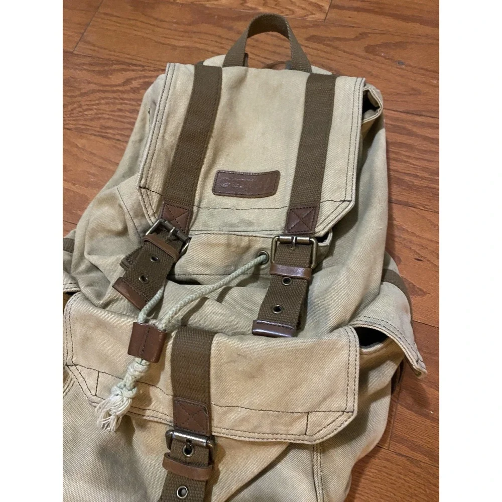 Gootium Canvas Rucksack Backpack Bag Drawstring Buckle Close Messenger Outdoor